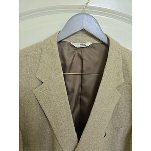 Versini Tan Silk Blazer Mens 48L Textured Linen Look Sport Coat Beige Jacket